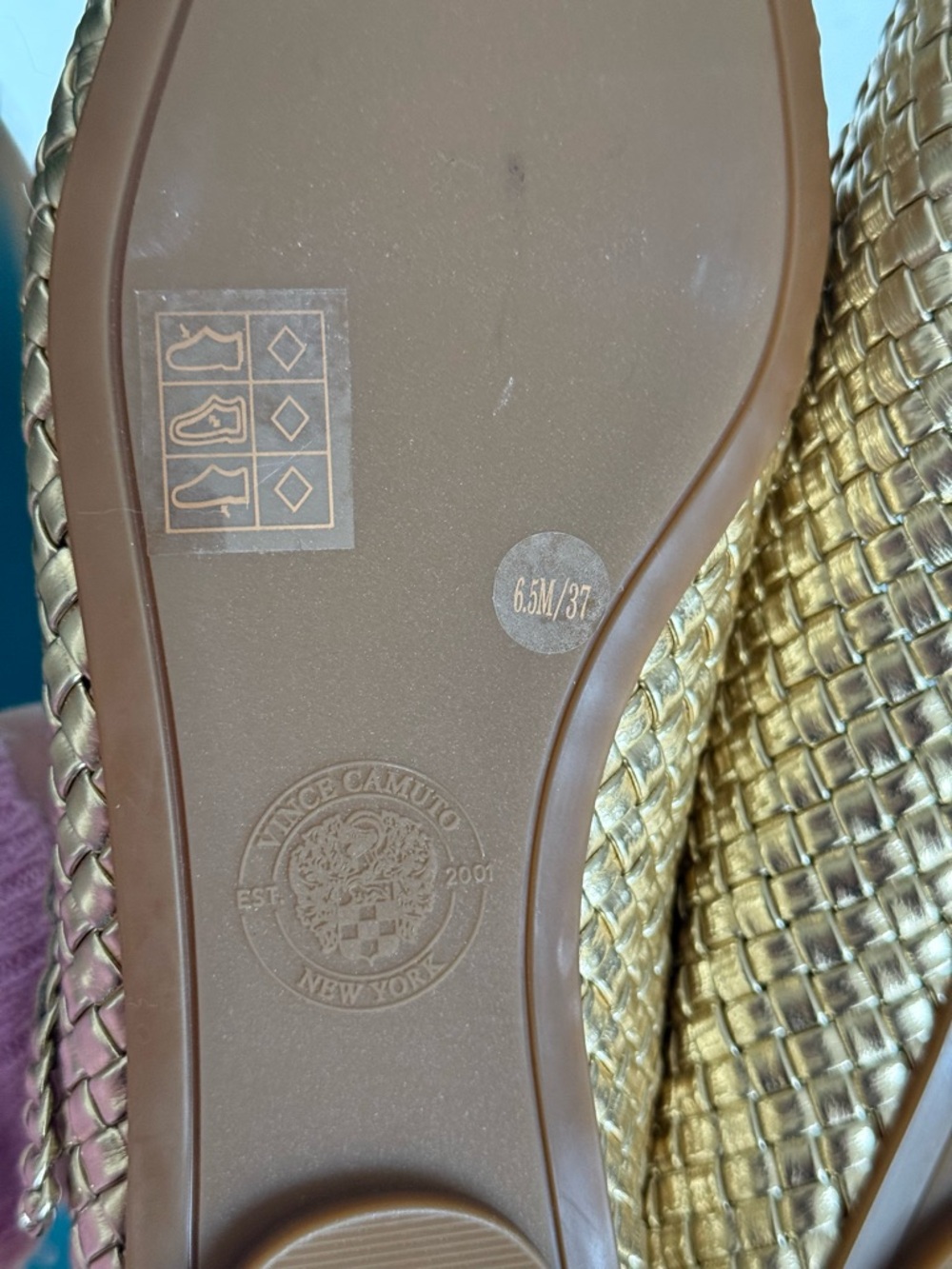 Vince Camuto Metallic Gold Woven Mary Jane Flats - new without box (6.5/37) - Picture 9 of 11